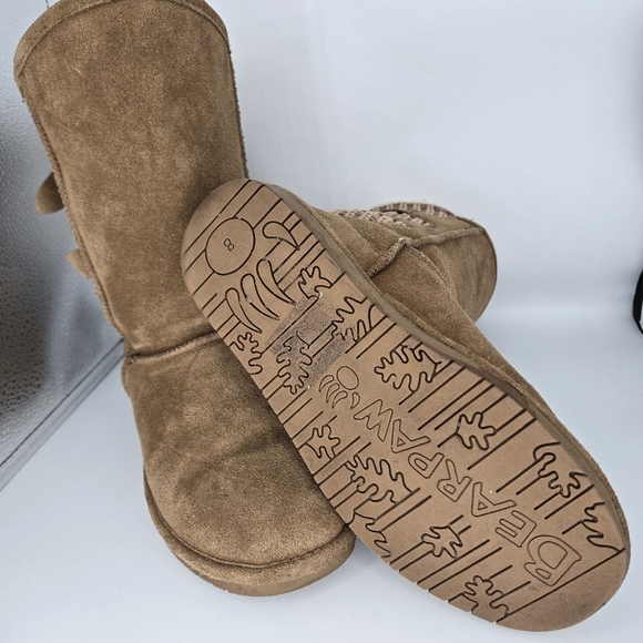 BearPaw Boshie Boots Brown Suede Knit Detail Light Hickory Women's size 8 - Picture 5 of 11